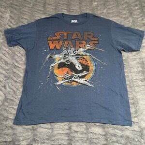 Star Wars X-Wing Graphic T-Shirt Mens XL Navy Blue Mad Engine 2014 Lucasfilm Tee